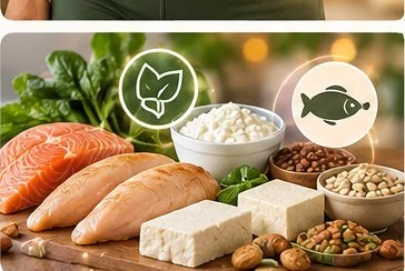 Medical and nutrition illustration for Protein-rich foods to choose
